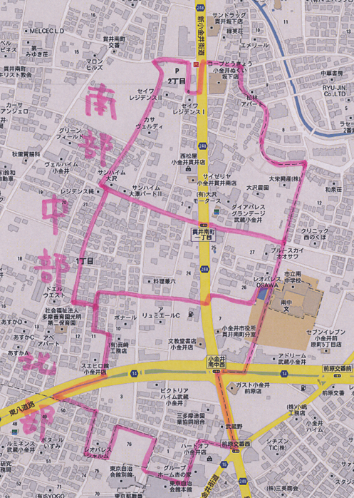 東自治会の地域マップ